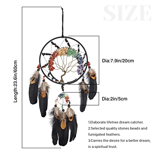 7 Chakras Dream Catchers Tree of Life Dream Catcher Wall Decor Ornaments Black Tree of Life Art(ornament)