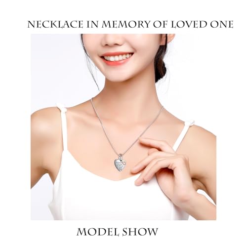 Heart Urn Necklace for Ashes Women Men Cremation Jewelry for Ashes Cremation Necklace In Memory of Loved One Grandpa Grandma Dad Mom Uncle Aunt Brother Sister Daughter Son