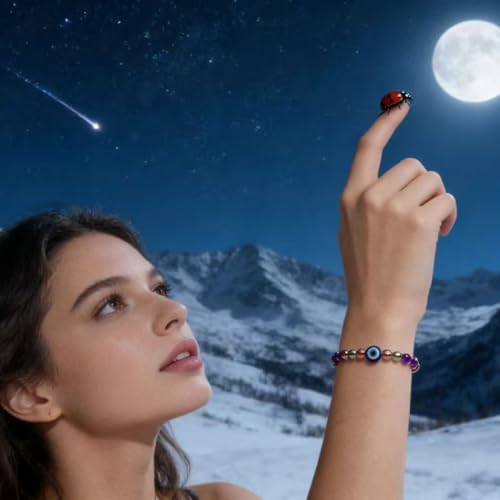 Crystal Healing Copper Bracelet for Women,Lucky 7 Power Purple Copper Red Medium