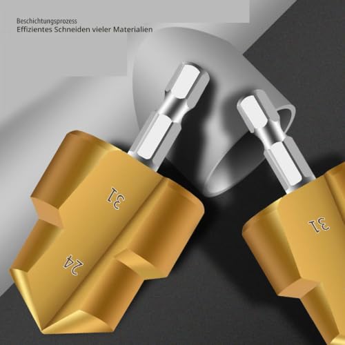 PPR Pipe Reamer Step Drill Set 3 Pieces PVC Pipe Reamer High Strength Carbon Steel Sanitary Tools 19 mm 24 mm 31 mm Hex Shank for PVC Plastic Pipes Pipe Reamer Tool