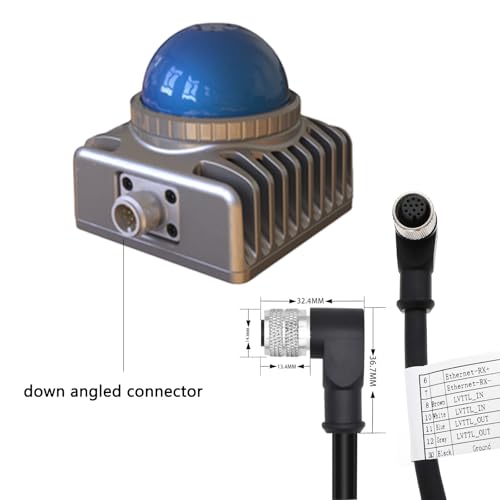 M12 Aviation Connector Cable for DJI Livox Mid-360 LiDAR Sensor Power Network Ethernet to Computer Debug, 12 Pin Female Right Angle to RJ45 Flying Leads, 1.5m 1.5 m 1-to-3 splitter cable with angled M12 12-pin