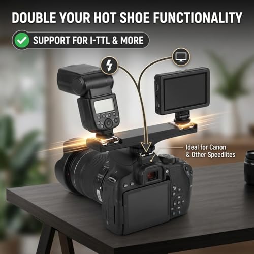 Hot Shoe Splitter, Multifunctional Hot Shoe Flash Light Bracket, Hot Shoe Mount Plate Adapter, High Loading Accessories for Camera Camcorder (for) For Canon