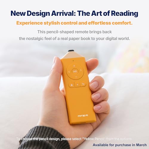 Bluetooth Remote Control Page Turner Clicker for Boox, e-Reader, TikTok Scrolling, YouTube Shorts, Reels, Camera, for iOS iPad iPhone, Android Galaxy Phone Tablet (Pencil Yellow) Pencil Yellow
