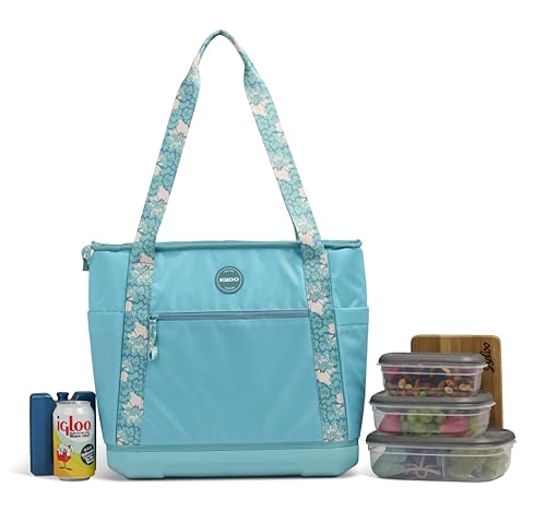 Igloo Tag Along 12-Can Satchel Cooler | Insulated Cooler Bag with Sturdy EVA Base Lagoon Teal Tote 36-Can