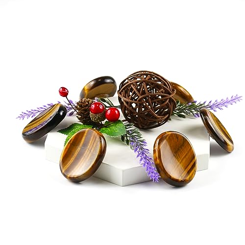 Tigers Eye Crystals Rock Worry Stones for Kids, Oval Palm Stone(1PCS) Tigers Eye