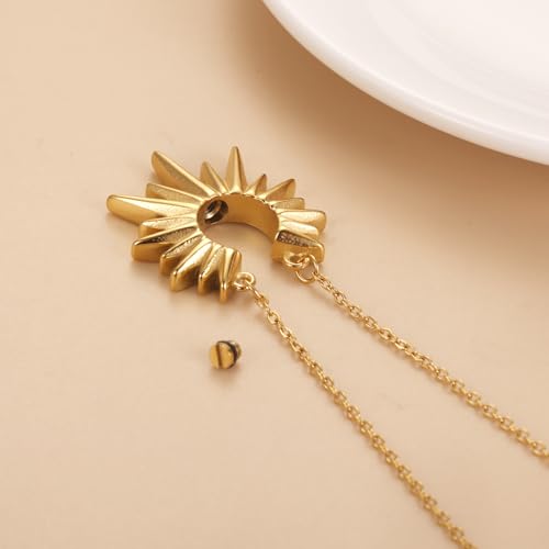Sunburst Urn Necklace For Ashes For Women Dainty Celestial Boho Stainless Steel Sun Cremation Jewelry Keepsake Memorial Pendant Gold