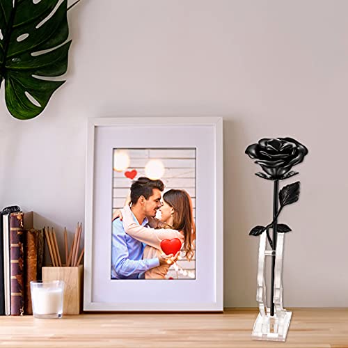 Rose Flower Keepsake Urn for Ashes Sympathy Gift Small Stainless Steel Urn Mini Cremation Urn Keepsake Rose for Sharing Human Ashes-Black Black