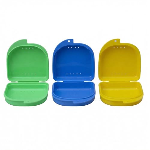 Braces Box, Pack of 3 - Practical and Hygienic Storage Box for Braces, Prostheses and Mouth Guard - Fun Colours for Children and Adults