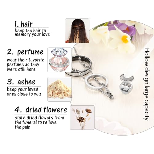 Dletay Urn Necklace for Ashes Stainless Steel Cremation Jewelry Memorial Ash Necklace for Men Women Urn Pendant Ashes Holder Black-Dad