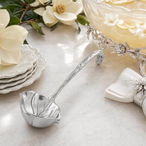 Arthur Court Magnolia Pattern Aluminum Serving Ladle - Elegant Punch/Soup Ladle for Entertaining - 12.5 Inch Long 12.5 inches Magnolia