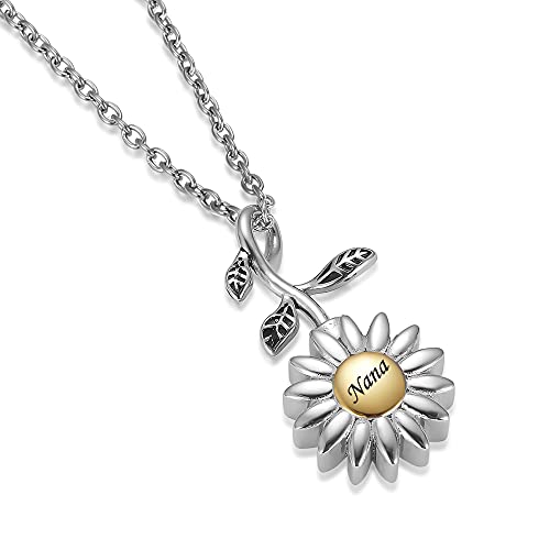 Sunflower Cremation Jewelry for Ashes for women Keepsake Stainless Steel Memorial Pendant Cremation Urn Necklace for Human Ashes SF-Nana
