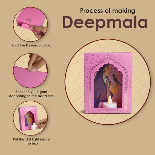 SATVIK Deep Mala Diwali Decoration Items with Candle, Home Decor Items Festive Decor Item, DIY Craft Traditional Jharokha Box for Hanging (Pack of 6) Pack of 6