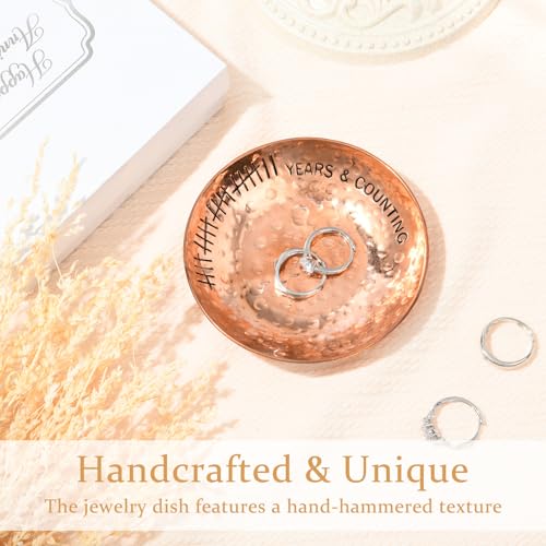 22 Year Wedding Anniversary Copper Gifts 22th Gifts 4" Copper Jewelry Tray Engraved Decorative Dish for Couple Him or Her 4 Inch 22 Years