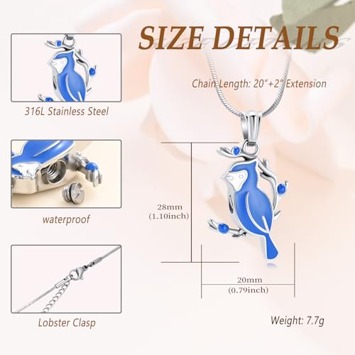 Minicremation Red Cardinal Urn Necklace for Ashes Cremation Jewelry for Ash for Women Men Keepsake Memorial Pendant Jewelry Ashes for Human/Pet