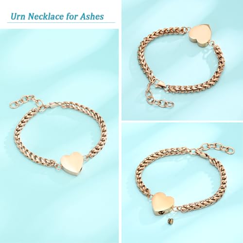 Hearbeingt Heart Cremation Urn Bracelet for Ashes Memorial Jewelry Women A-Rose Gold