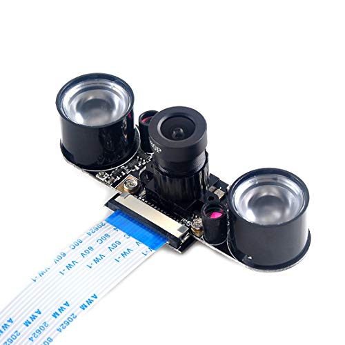 Hailege 5MP Raspberry Pi Camera, Adjustable-Focus, Night Vision, 1080p Video, for Raspberry Pi 3B/3B+, 2B B+, with Case
