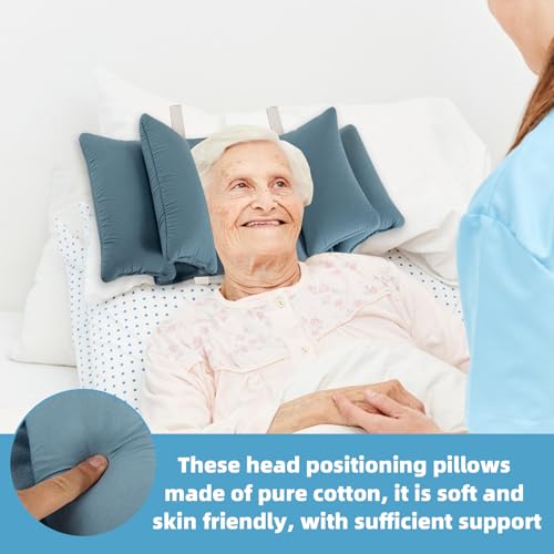 Neck Wedge Stabilizer Pillow for Sleeping to Keep Head Straight, Wedge Head Positioning Pillows for Elderly, Bedridden and Disabled, Face up Posture Sleep Upright Pillow (Blue)