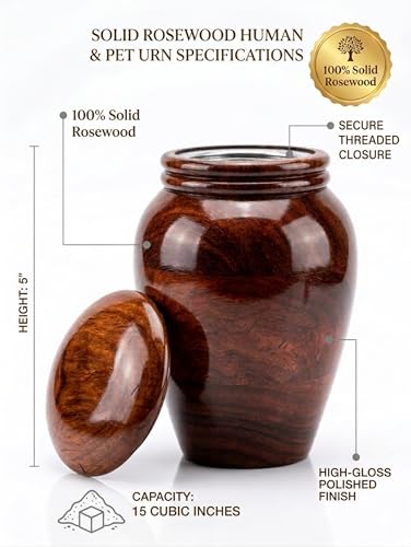 Wooden Cremation Urns for Ashes Adult Male/Female -Decorative Urns-Wooden Small Cremation Urn for Funeral for Pet or Human Ashes.. (Plain URN)