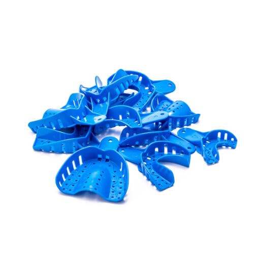 [Australia - AusPower] - Dental Impression Trays Perforated Plastic Disposable Denture Instruments Tray Upper Lower (Large Lower 6pcs) Large Lower 6pcs 