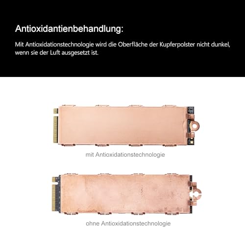 M.2 Heatsink 2280 SSD Copper 74 x 22 x 0.8 mm | Heat sink with silicone-based thermal pad for cooling M.2 SSD NVME laptops