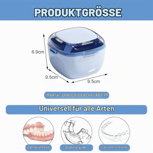 Braces box, denture box, denture box | Easy to clean, filterable, large capacity Pink Light Blue