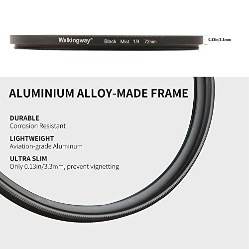Walking Way 67mm Black Diffusion Filter 1/2, Soft Dreamy Cinematic Effect Filter, Hazy Diffuser, Ultra-Slim Frame, Multi-Coated Optical Glass, Water/Scratch Resistant for Portrait/Vlog/Video 67 mm 1/2 Diffusion