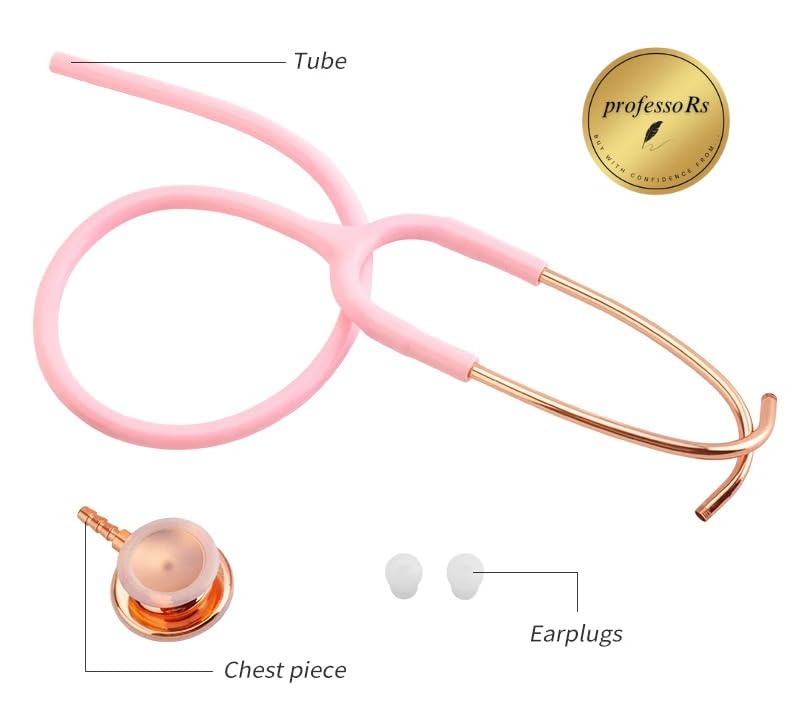 [Australia - AusPower] - professoRs Pink Stethoscope for Students Nurse Doctor, Beautiful Gold-Plated Stetho for Clinical Use, Professional high-sensitivity fiber membrane, Double Sided Stethoscope, estetoscopio medico 