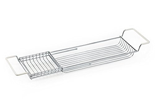 Home Intuition Stainless Steel Expandable Shower Bathtub Tray Over the Clawfoot Tub Bath Caddy 1