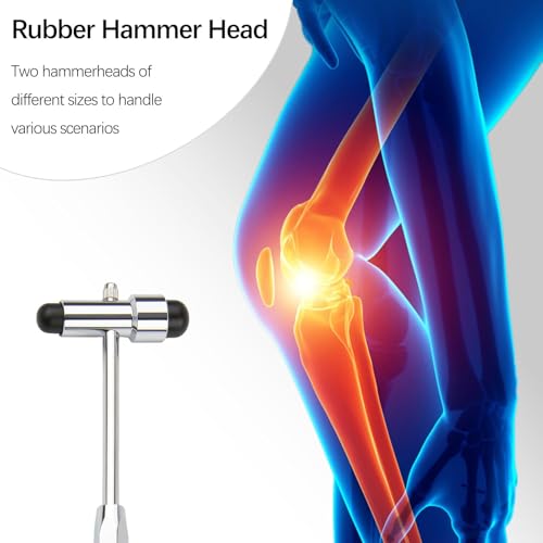 Neurological Reflex Hammer with Brush, High Quality Reflex Diagnostic Hammer for Muscle Reflexes and Nervous System Examinations, Double Plastic Head, Ergonomic Handle, Black