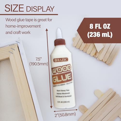BAZIC Products Wood Glue 8 fl oz bottle, 1-pack for woodworking projects