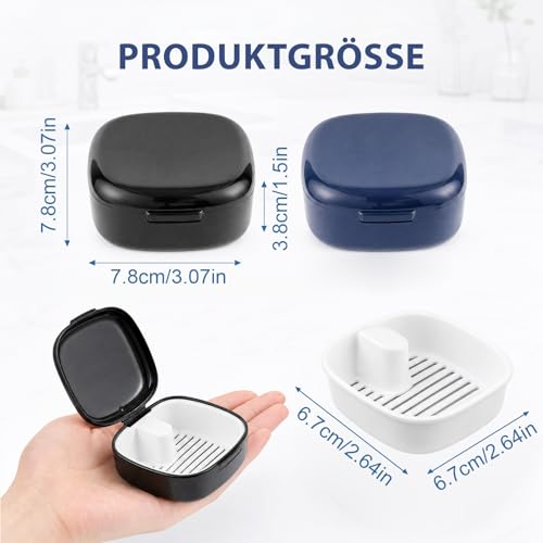 2 Piece Denture Box, Denture Box with Sieve, Portable Dentures Bath Box
