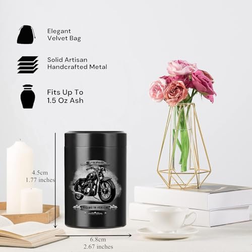 Small Urns for Human Ashes 2.75 Inch Mini Cremation Urn for Ashes Adult Aluminum Motorcycle Memorial Ashes Keepsake Urn Sharing for Female Male-1pcs 1pcs-Motorcycle