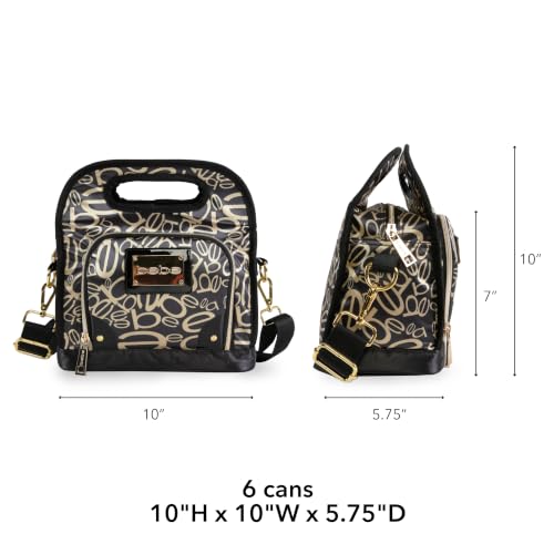BEBE Coco Reusable Insulated Lunch Box Tote Bag Casual Daypack One Size Black/Gold