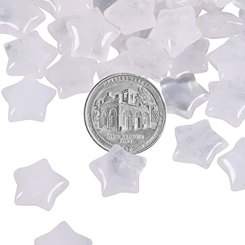 Amogeeli 10pcs Mini Polished Rock Crystal Star Shaped Palm Pocket Stone Decoration for Home Desk Table Meditation Reiki White