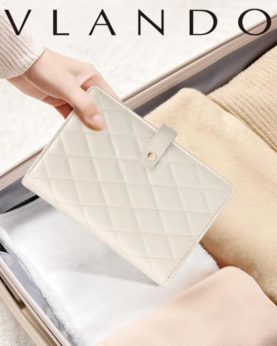 VLANDO Jewelry Case,Loose-Leaf with Clear Velvet Pouches,Cream White 01.Cream White