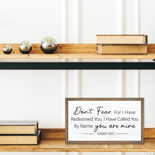 Don't Fear Isaiah 43:1 Bible Verse Wooden Box Sign Desk Decor,Rustic Scripture Wood Block Plaque Sign for Christian Farmhouse Home Office Shelf Tabletop Wall Decor