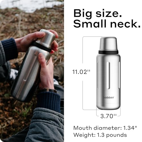 Bobber - 34 oz Vacuum Insulated Stainless Steel Water Bottle with Cup Lid - Dishwasher Safe - Keeps Drinks Hot for 48 Hours and Cold for 72 Hours - Double Walled Thermo Flask (Matte) 34 Ounces Matte