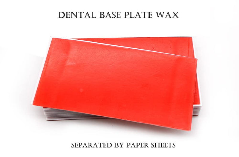 [Australia - AusPower] - Dental Base Plate Wax 18 PCS, Denture Red Utility Bite Casting Sheets for Orthodontic Modeling Filling Laboratory Supply 