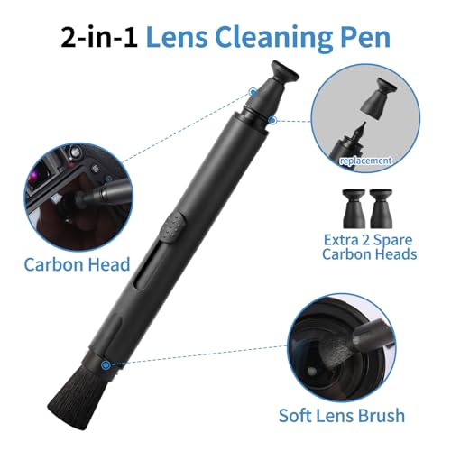 Camkix 14-in-1 Camera Lens Cleaning Kit - Includes Advanced Large Silicone Air Blower, 2in1 Lens Cleaning Pen, Dry Swabs, Cleaning Paper, 30 ML Optical Lens Spray for Mirrorless Cameras, APS-C, DSLR 14 in 1