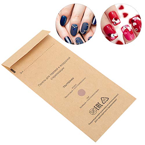 Sterilisation Bags for Hot Air Steriliser, Steriliser for Instruments, Sterilisation Bags, Nail Sterilisation Bags, Pack of 100 Disposable Sterilisation Cosmetics, Nail Tool Bag, Accessories for Disinfection 75*150mm