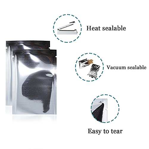 PABCK 500 Pack Silver Foil Pouch Open Top Heat Seal Mylar Bags 3.1x4.7 inch 8x12cm (3.1x4.7 inch)