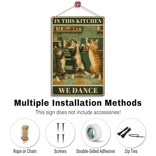 "In This Kitchen We Dance" Metal Sign - Whimsical Kitchen Quote Aluminum Plaque for Home Decor 8x12 Inches (2596)