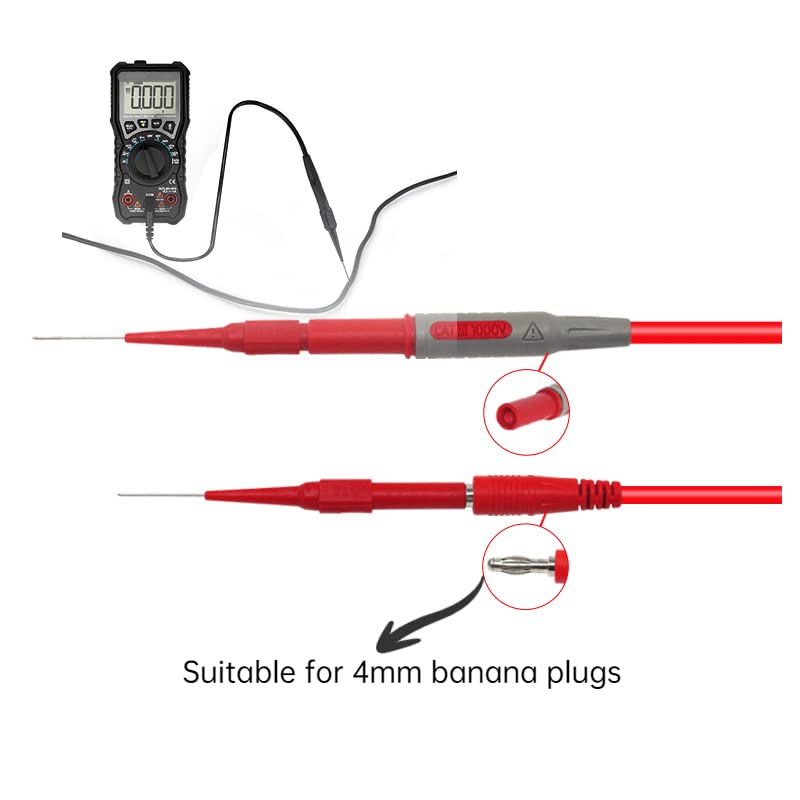 [Australia - AusPower] - Test Probes Insulation Piercing Needle, Yosoo Sharp Stainless Steel Needle Tipped Tip Multimeter Probes Test Leads Flexible Silicon Back Probe Pin for Multimeters 1 Pair 