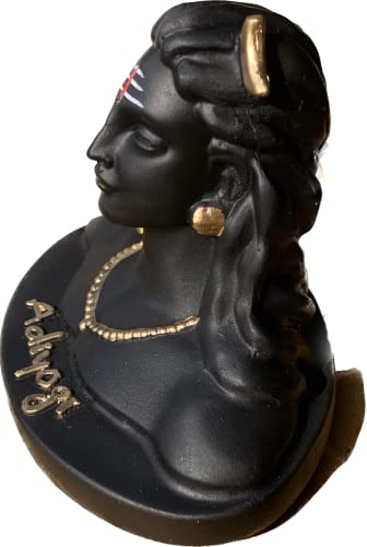 BEXCO Handcrafted Adiyogi Shiva Statue – 4x4x4 Inch Matte Black Lord Mahadev Idol for Car Dashboard, Miniature Meditating Shiva Figurine & Decorative Showpiece for Living Room & Desk