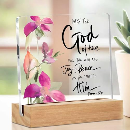 Christian Gifts for Women, Inspirational Quotes Acrylic Decor Sign, Religious Gifts for Mom Friends Coworker Sister, Bible Verse Desk Gadgets Table Top Cubicle Decor Accessories Multicolour 02332