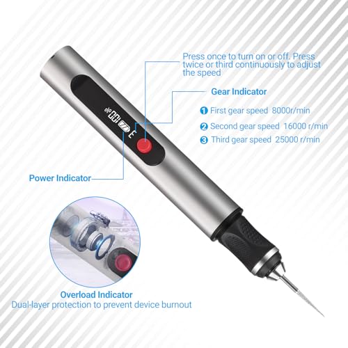 Engraving Pen – Ultimate Cordless Portable Engraving Tool with 30 Bits, Beginner-Friendly Electric Engraver for 50+ Materials, Rechargeable Design for Artists and DIY Creators