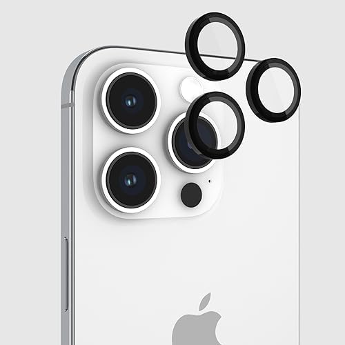 [Australia - AusPower] - Pelican Camera Lens Protector w/ Aluminum Rings for iPhone 15 Pro Max/iPhone 15 Pro - 9H Tempered Glass - Durable Anti-Scratch, Anti-Shatter, HD View w/Night Shoot, Case Friendly, Easy Install - Black iPhone 15 Pro / iPhone 15 Pro Max 