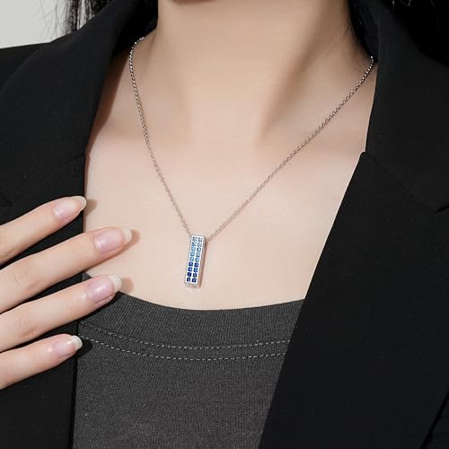 Urn Necklaces for Ashes 925 Sterling Silver Cremation Jewelry for Ashes Urns Pendant Keepsake Memorial Jewelry with Crystal for Women blue