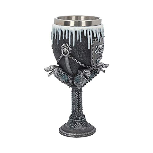 Nemesis Now House Stark Game of Thrones Goblet 12cm Black, Resin w/Stainless Steel Insert, 1 Count (Pack of 1)