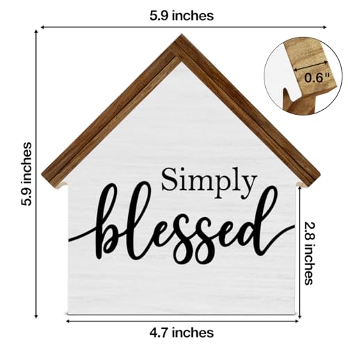 Blessed Signs for Home Decor, Simply Blessed House Shaped Wood Sign